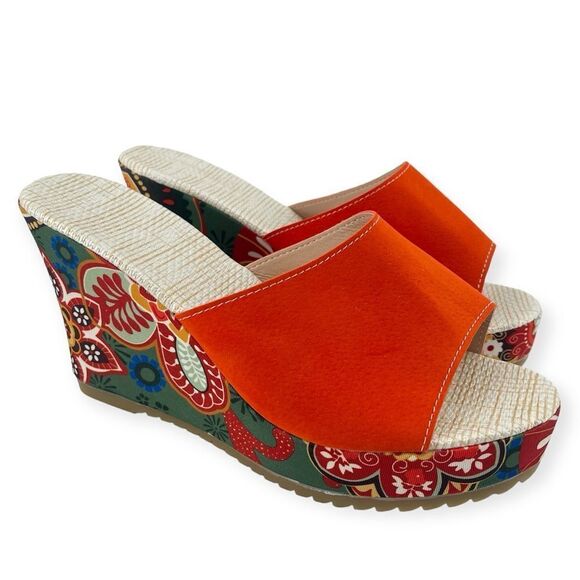 SHEIN Women’s Colorful Paisley Floral Slip-On Platform Wedge Sandals Size 8.5 - Picture 14 of 14